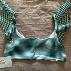 Hill House Home Isla Swim Top in Emerald Gingham NWT